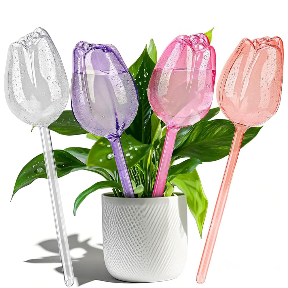 Self Watering Insert - กระถางปลูกต้นไม้รูปทรงดอกทิวลิปแบบรดน้ำอัตโนมัติ 2/4 ชิ้น, อุปกรณ์รดน้ำต้นไม้อัตโนมัติสำหรับปลูกในร่มและกลางแจ้ง